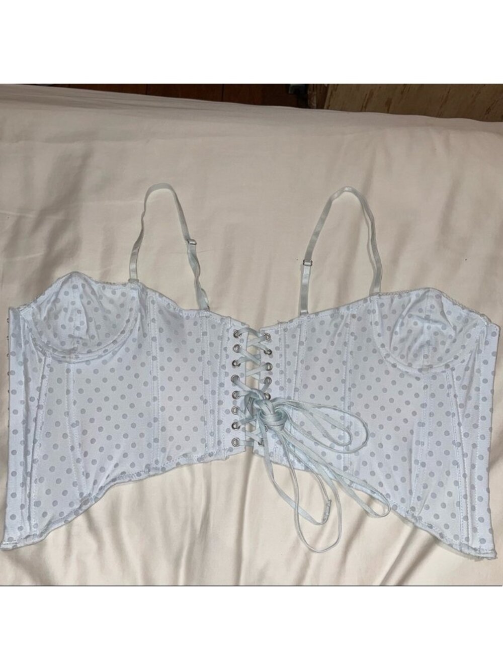 Blue Spotted Corset With Straps - Picture 3 of 3